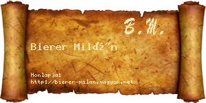 Bierer Milán névjegykártya